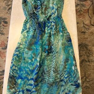 Forever 21 Vibrant Blue and Green Midi Dress